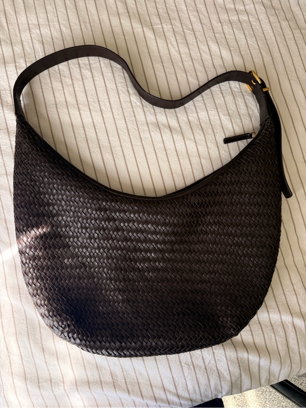 Madewell Woven Leather Curve Shoulder Bag - Brown